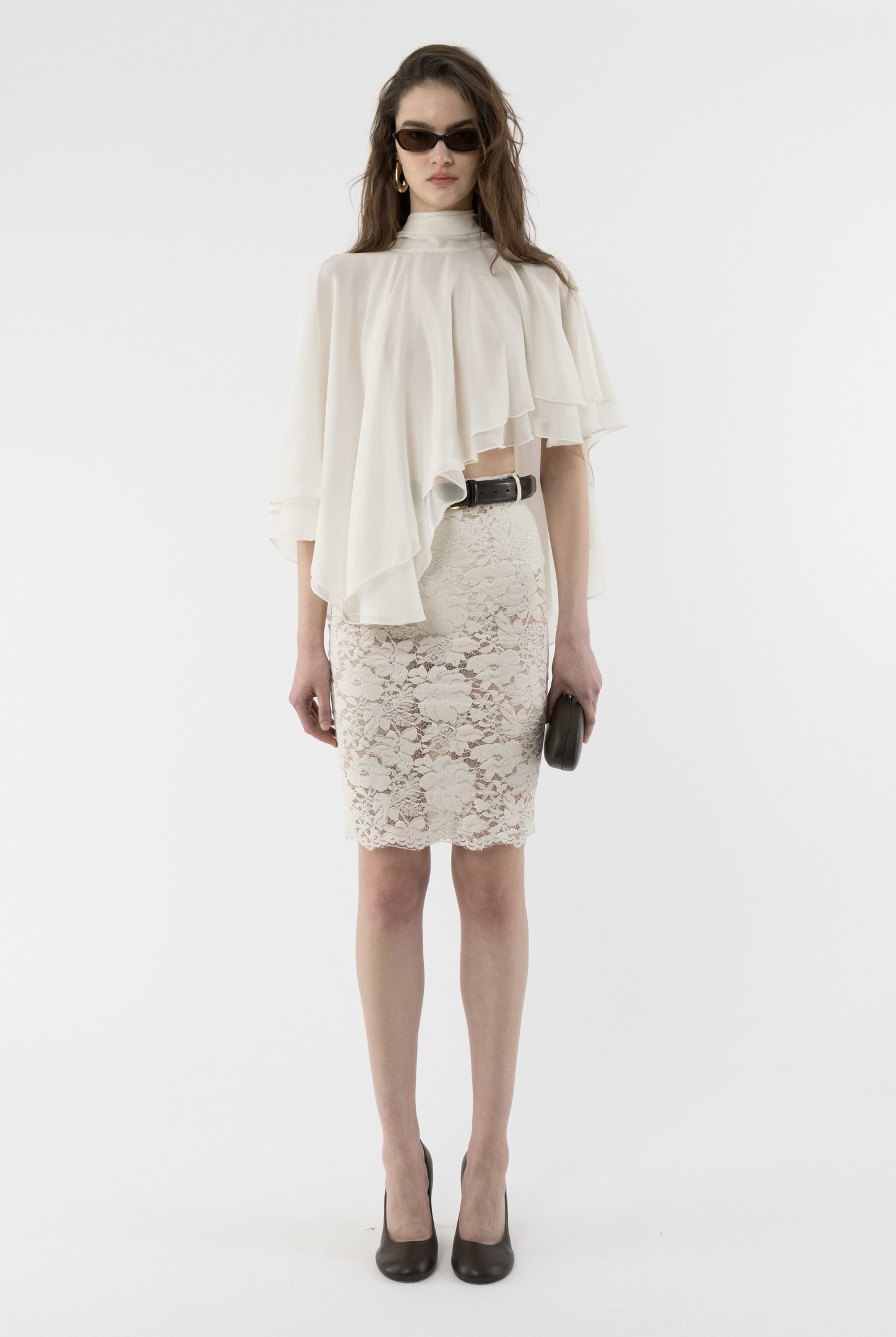 Velvet Lace Pencil Skirt - Arakii