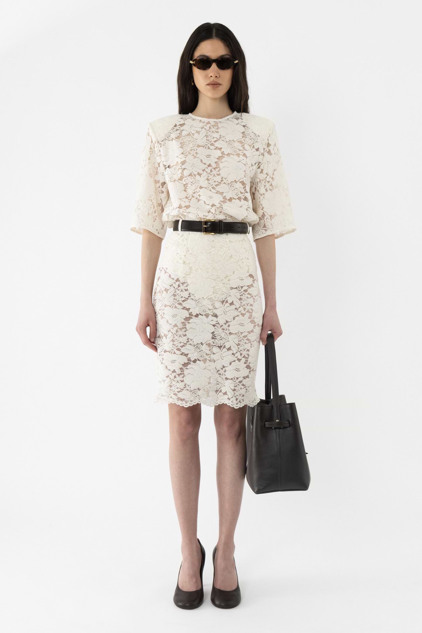 Velvet Lace Pencil Skirt - Arakii