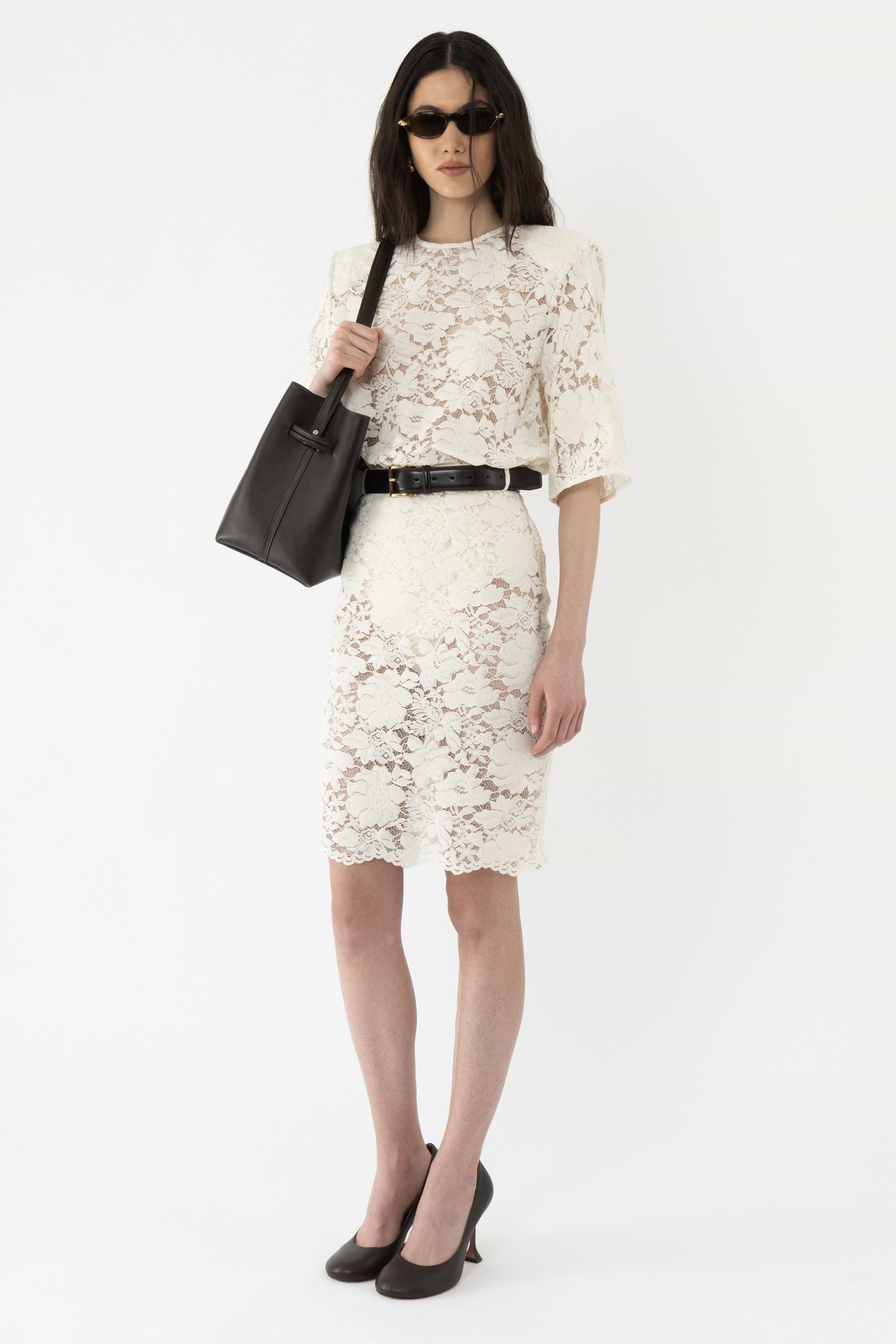 Velvet Lace Pencil Skirt - Arakii