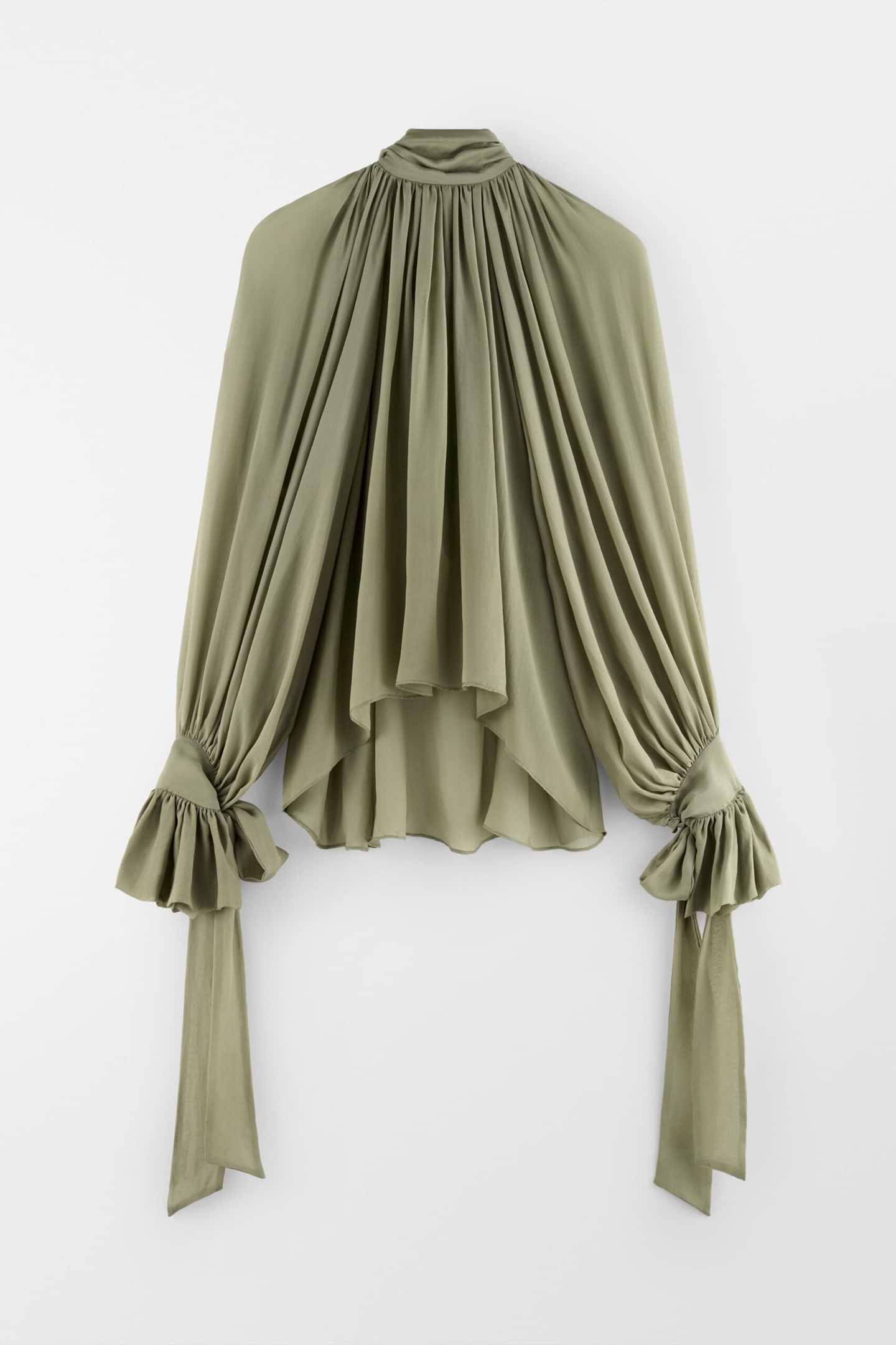 ARTS＆SCIENCE balloon blouse khaki ブラウス Silk Balloon Blouse - Arakii