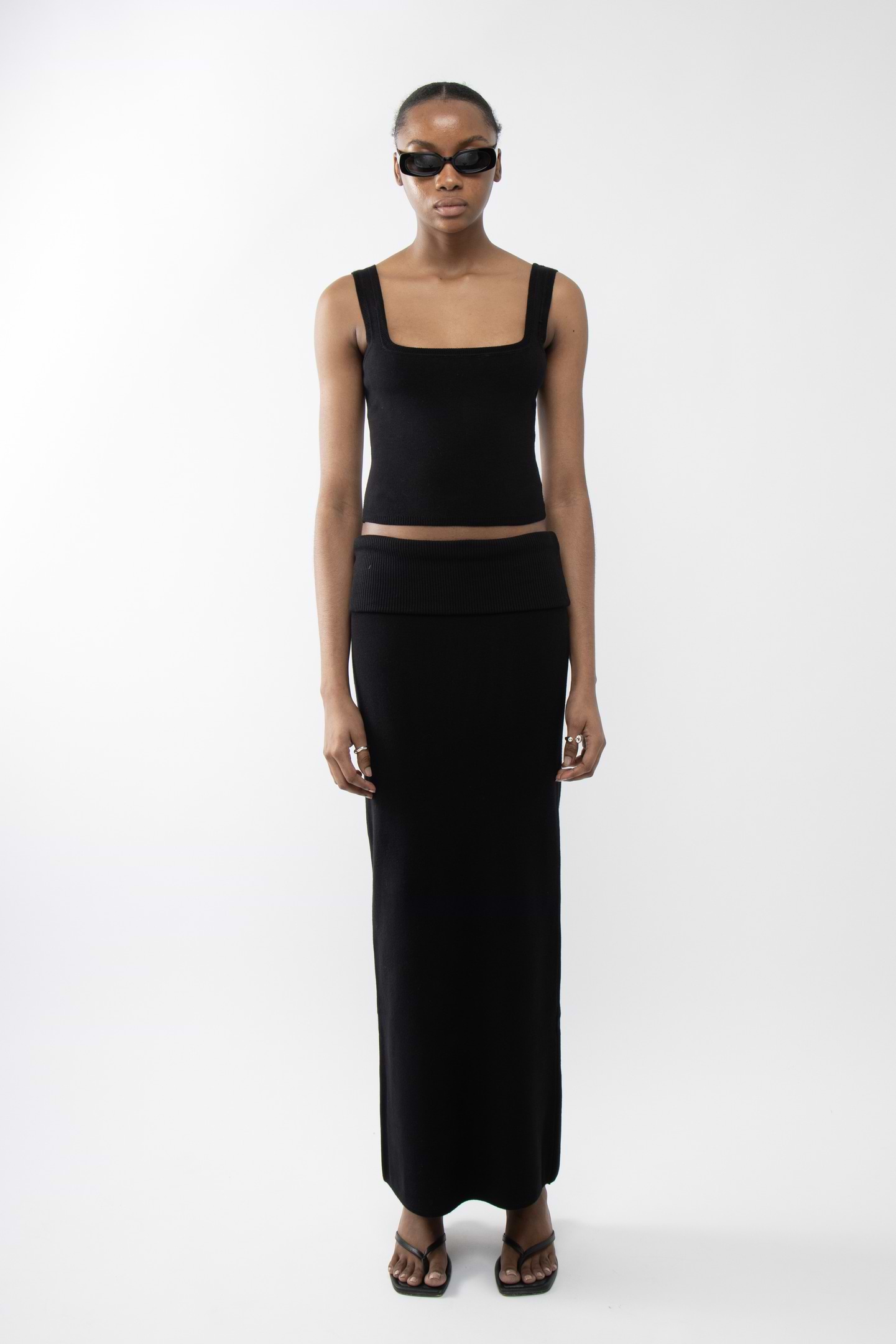 ワンピース SPORTMAX Women Mid Skirts KATIASI Q SPORM 003 Black Knit maxi skirt - Arakii