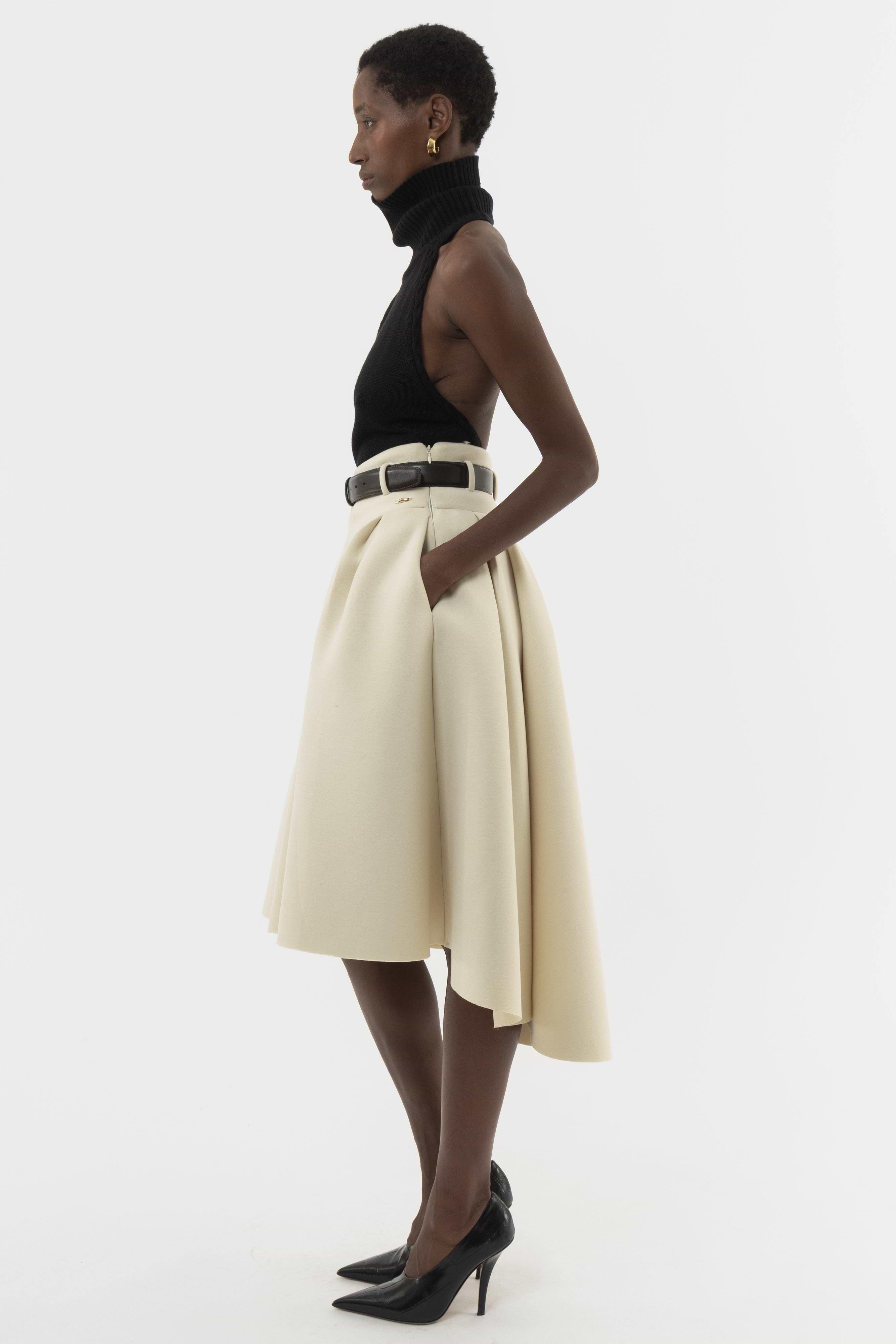 Box Pleat Scuba Skirt