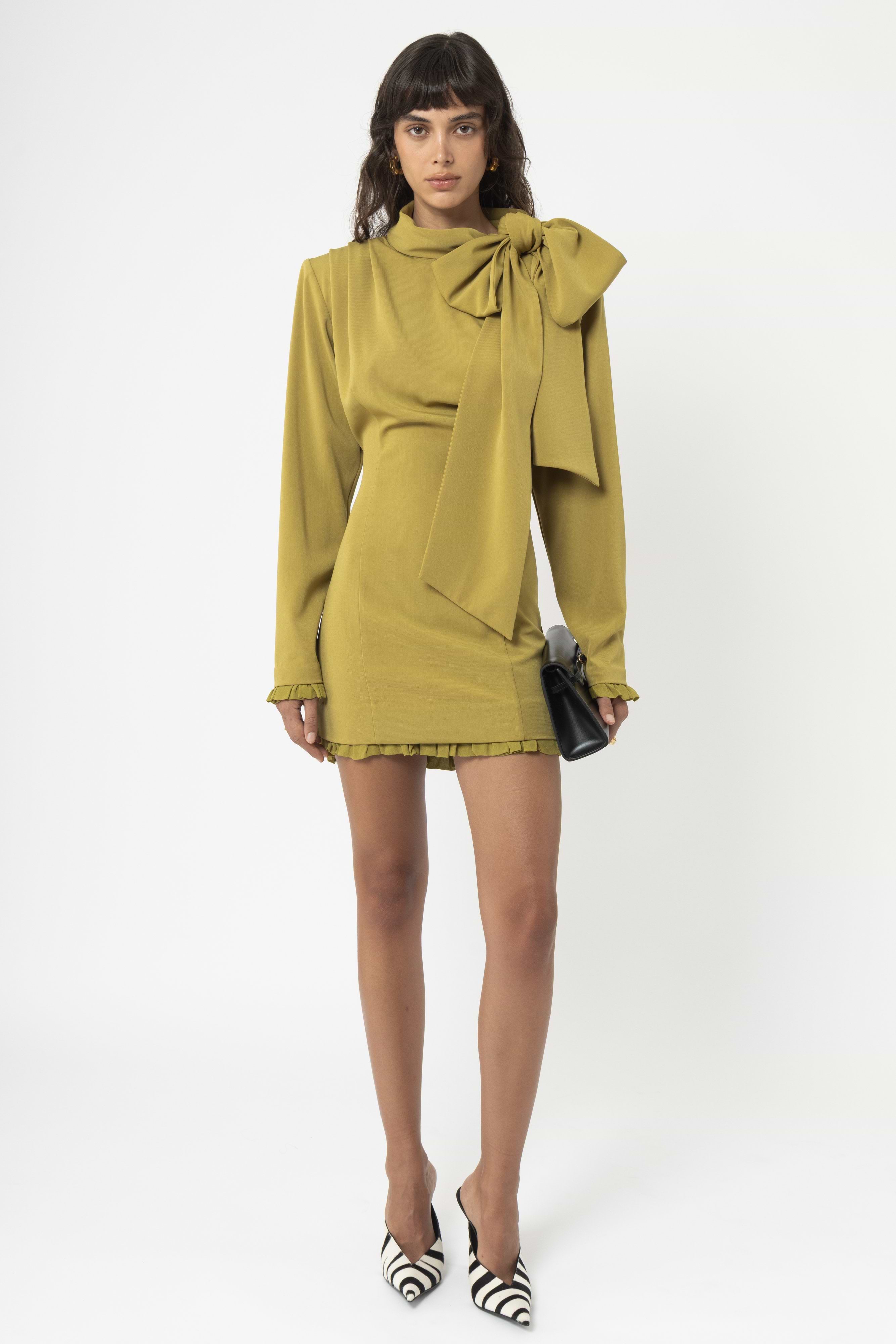 Draped High Neck Dress