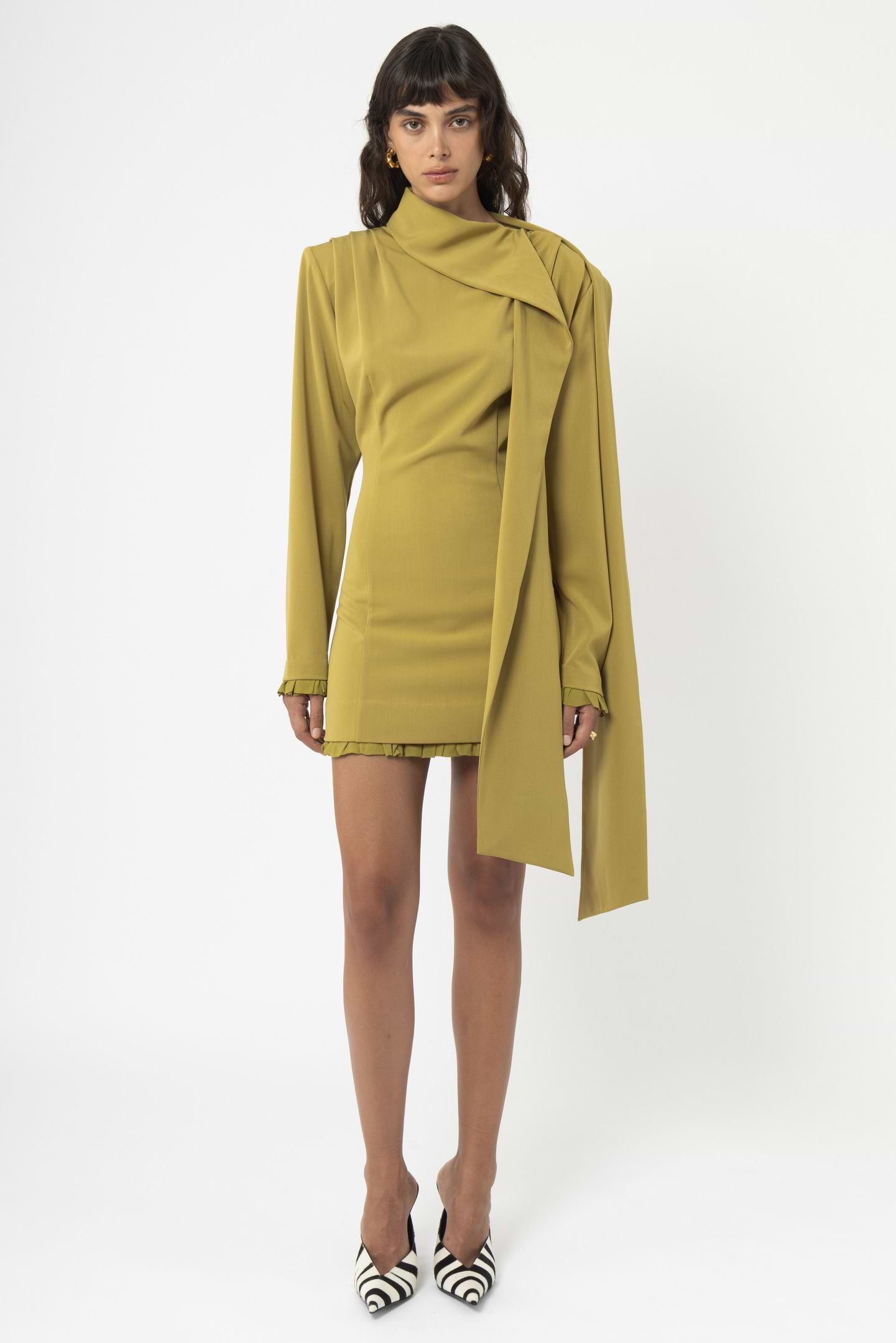 Draped High Neck Dress