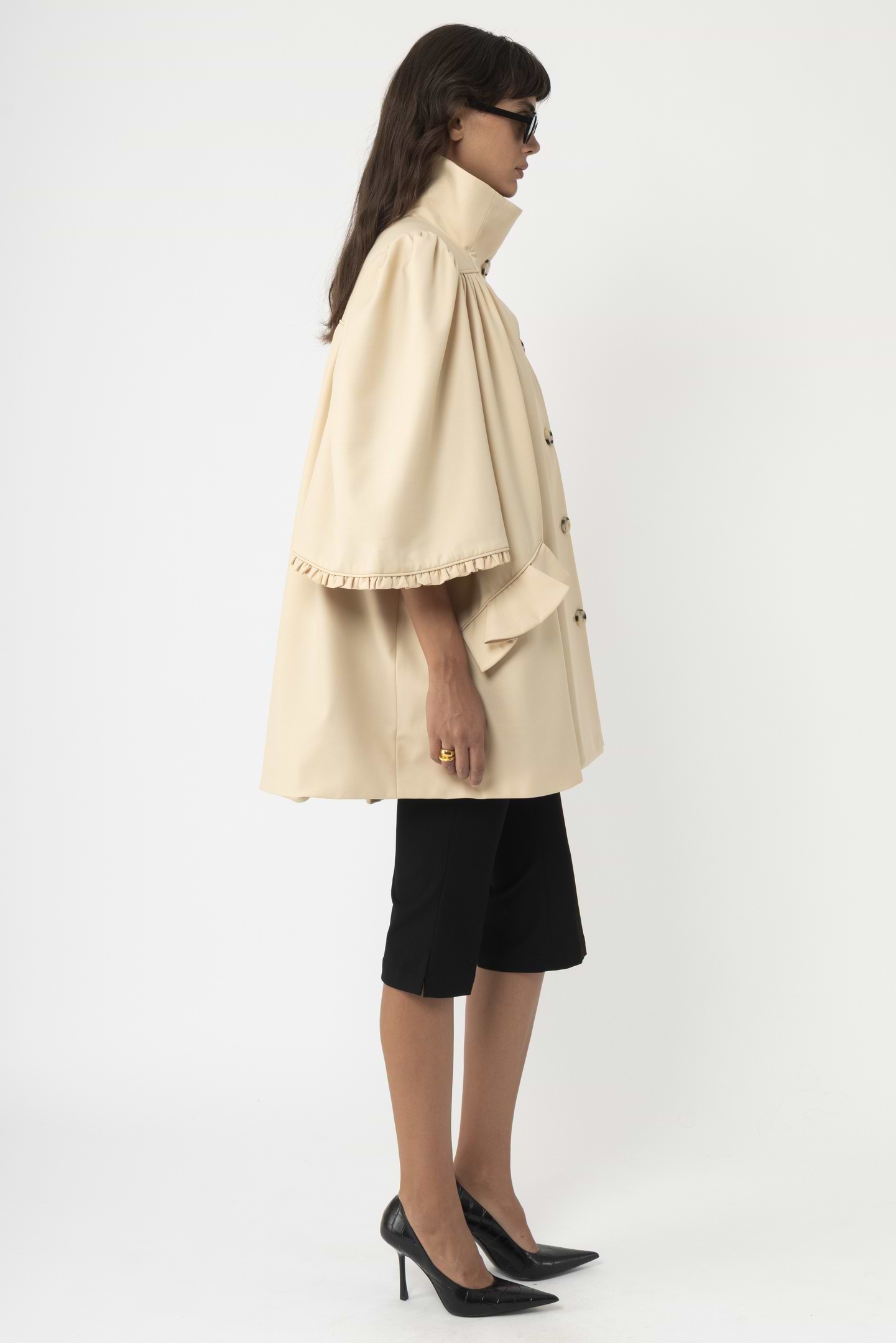 Pleated Frill Trench Coat