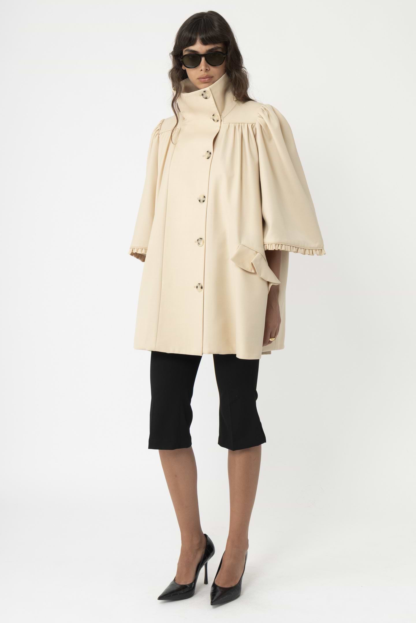 Pleated Frill Trench Coat