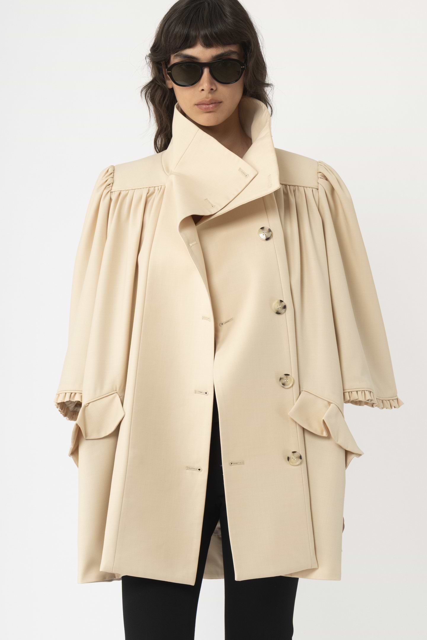 Pleated Frill Trench Coat