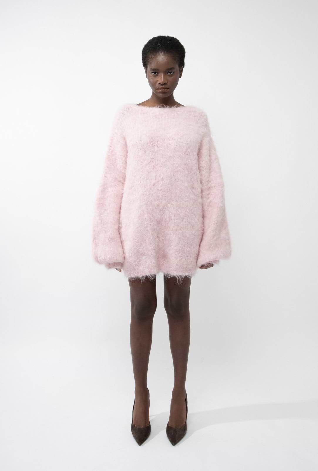 Cloud-Like Pastel Pink Faux-Fur Sweater Cloud-Like Pastel Pink Faux-Fur Sweater