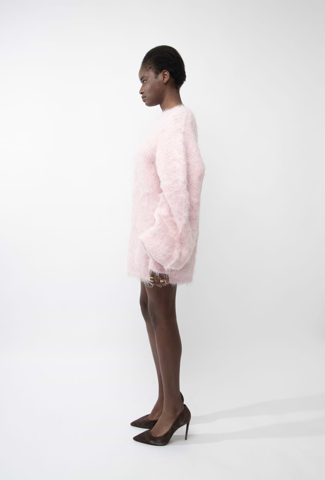 Cloud-Like Pastel Pink Faux-Fur Sweater Cloud-Like Pastel Pink Faux-Fur Sweater