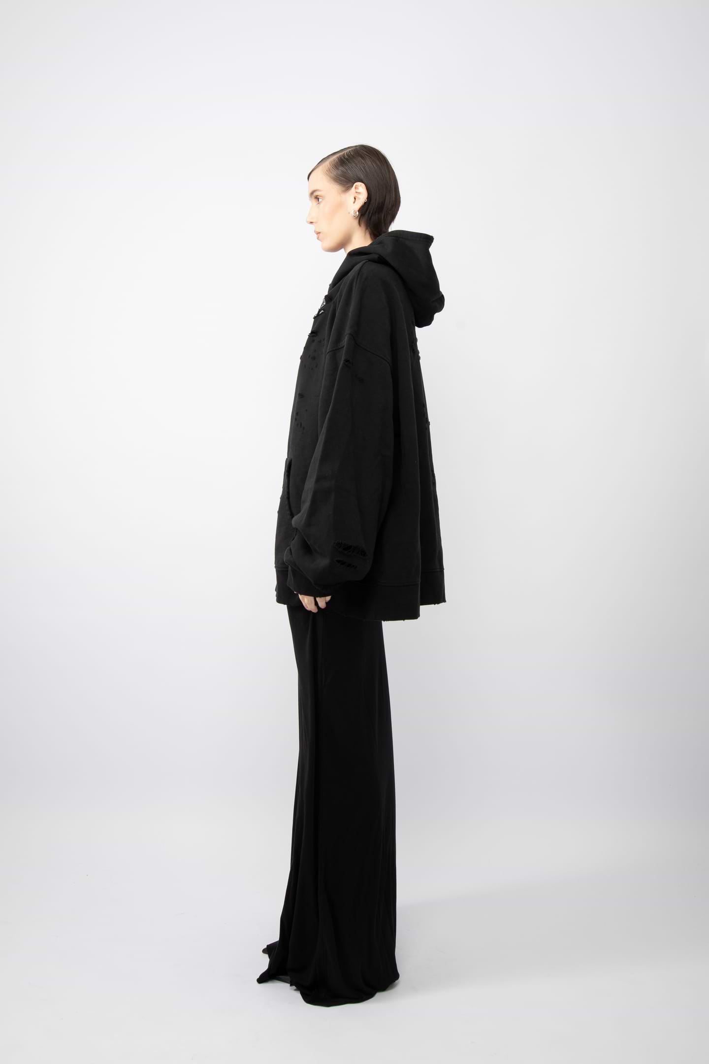 希少 SEX black Hoodieダメージ加工oopsclothing SHATTERED FULL ZIP HOODIE FADED BLACK – SXVSU