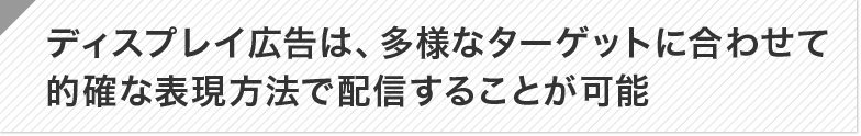 ポイント：ディスプレイ広告は、多様なターゲットに合わせて的確な表現方法で配信することが可能