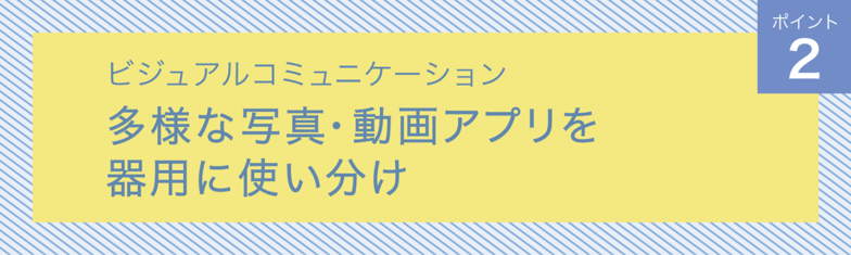 ビジュアルコミュニケーション　ポイント２　多様な写真・動画アプリを器用に使い分け