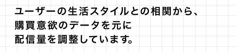 ユーザーの生活スタイルとの相関から、購買意欲のデータを元に配信量を調整しています。