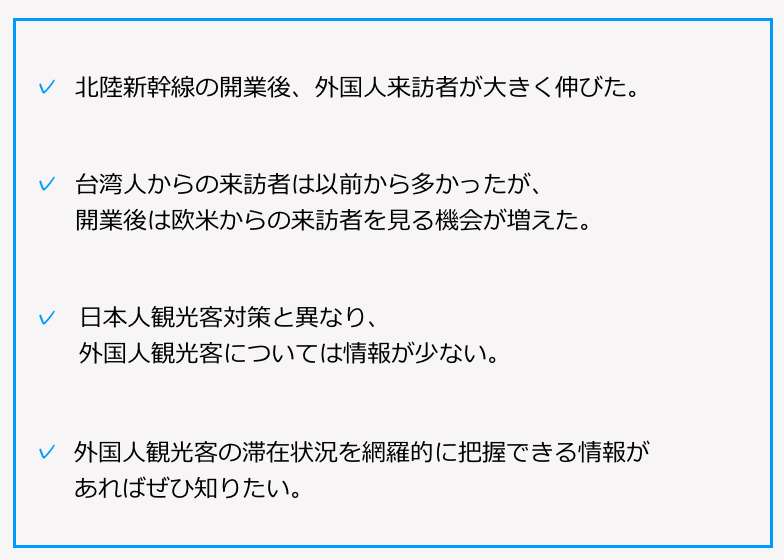 北陸新幹線開業後、外国人観光客が大きく伸びた