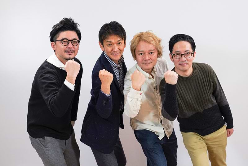 左からイノラボの阿部元貴さん、森田浩史さん、デイリーポータルZの林雄司編集長、住正徳書記係