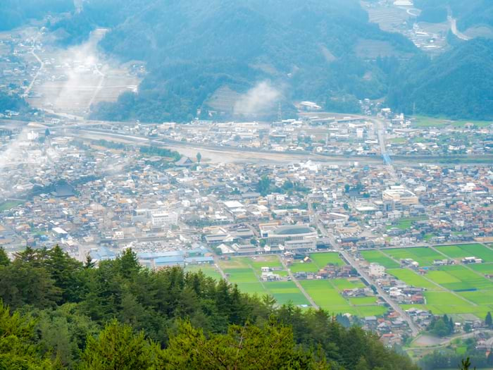 安峰山から展望した飛騨古川のまち