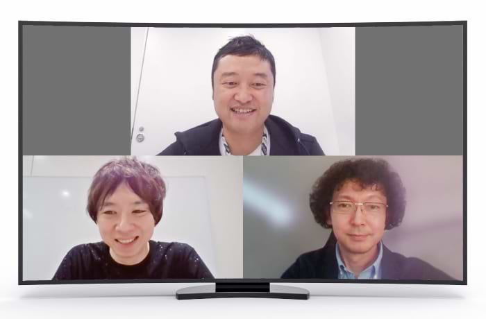 UUUM市川義典氏、電通・天野彬氏（左下）、電通・田村昌一氏（右下）