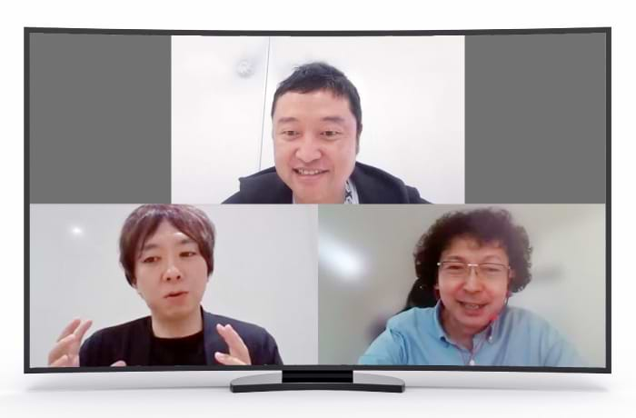 UUUM市川義典氏、電通・天野彬氏（左下）、電通・田村昌一氏（右下）