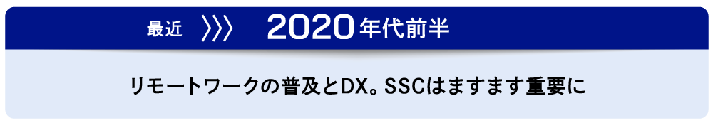 最近～2020年代前半　リモートワークの普及とDX。SSCはますます重要に