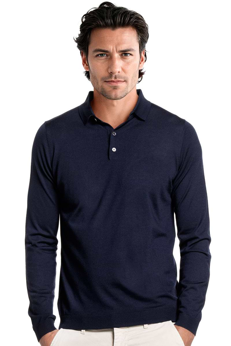 Blue Label Polo Buttons Long Sleeve Navy Blue