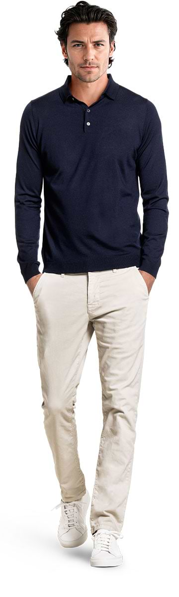 Blue Label Polo Buttons Long Sleeve Navy Blue