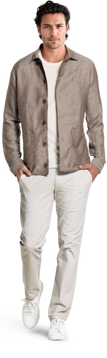 Joe Wool Linen Jacket Mocha Brown