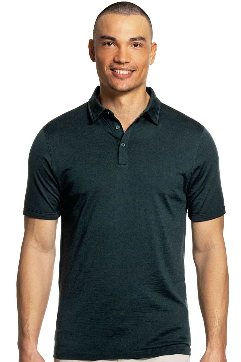 Shirt Polo Short Sleeve Extra Long Dark Green