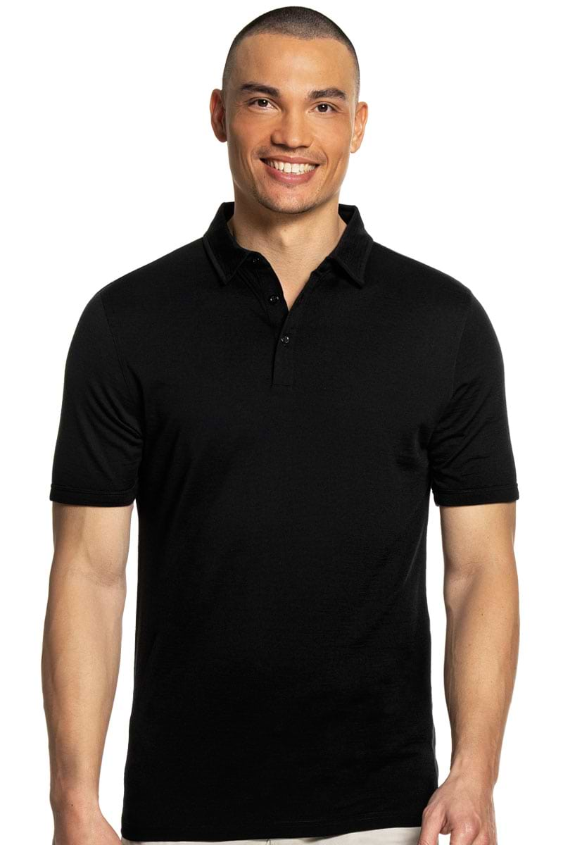 Shirt Polo Short Sleeve Extra Long Deep Black