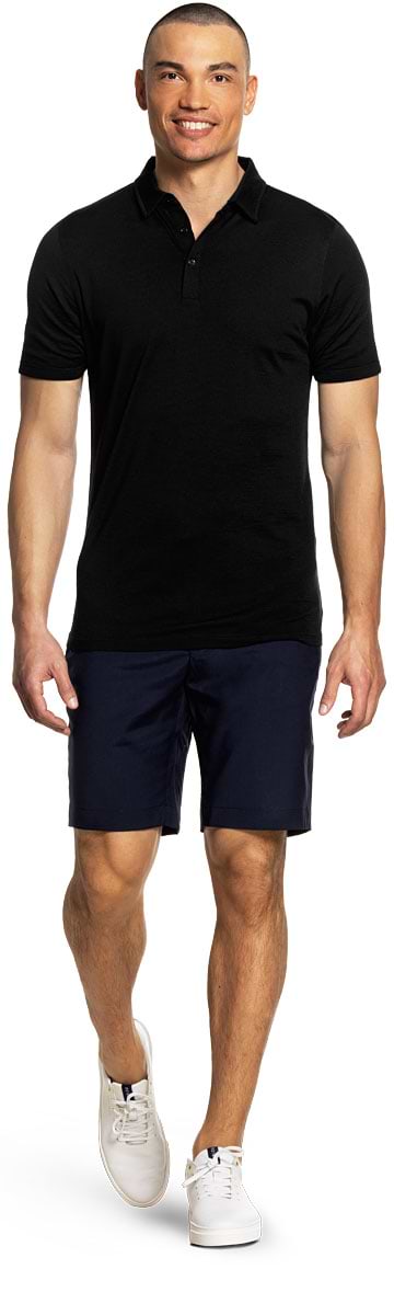 Shirt Polo Short Sleeve Extra Long Deep Black