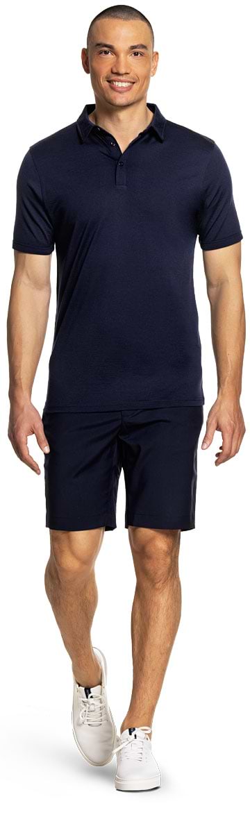Shirt Polo Short Sleeve Extra Long Navy Blue