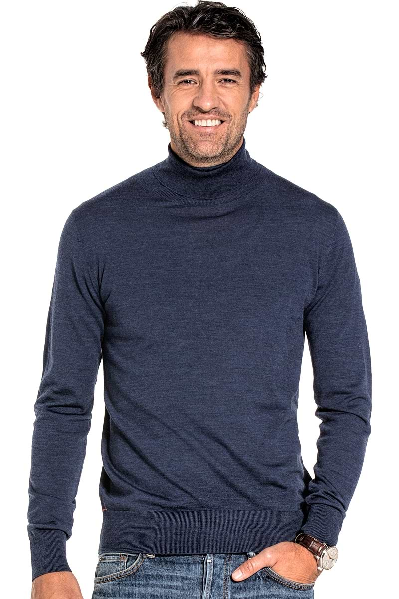 Turtleneck for men made of Merino wool in Blue