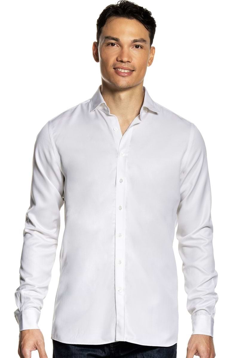 Joe Woven Shirt Extra Long Wool White