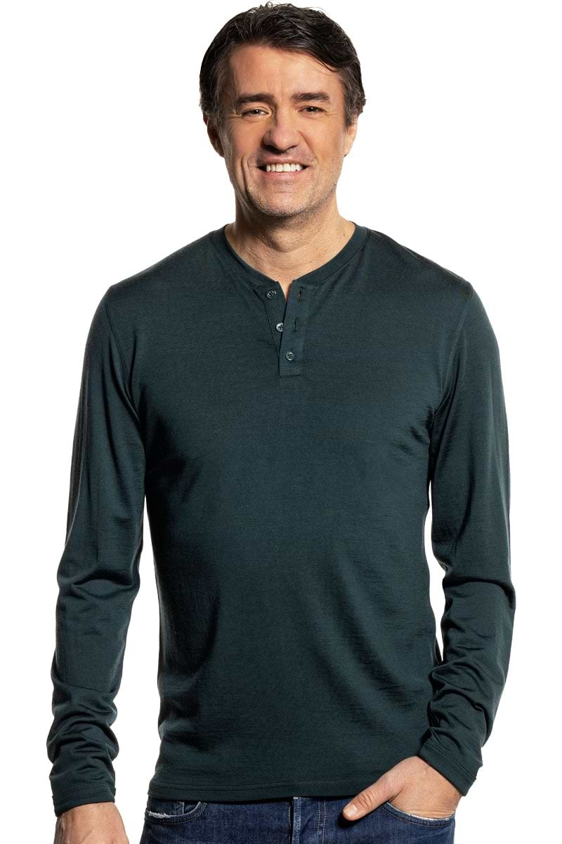 Shirt Henley Long Sleeve Dark Green