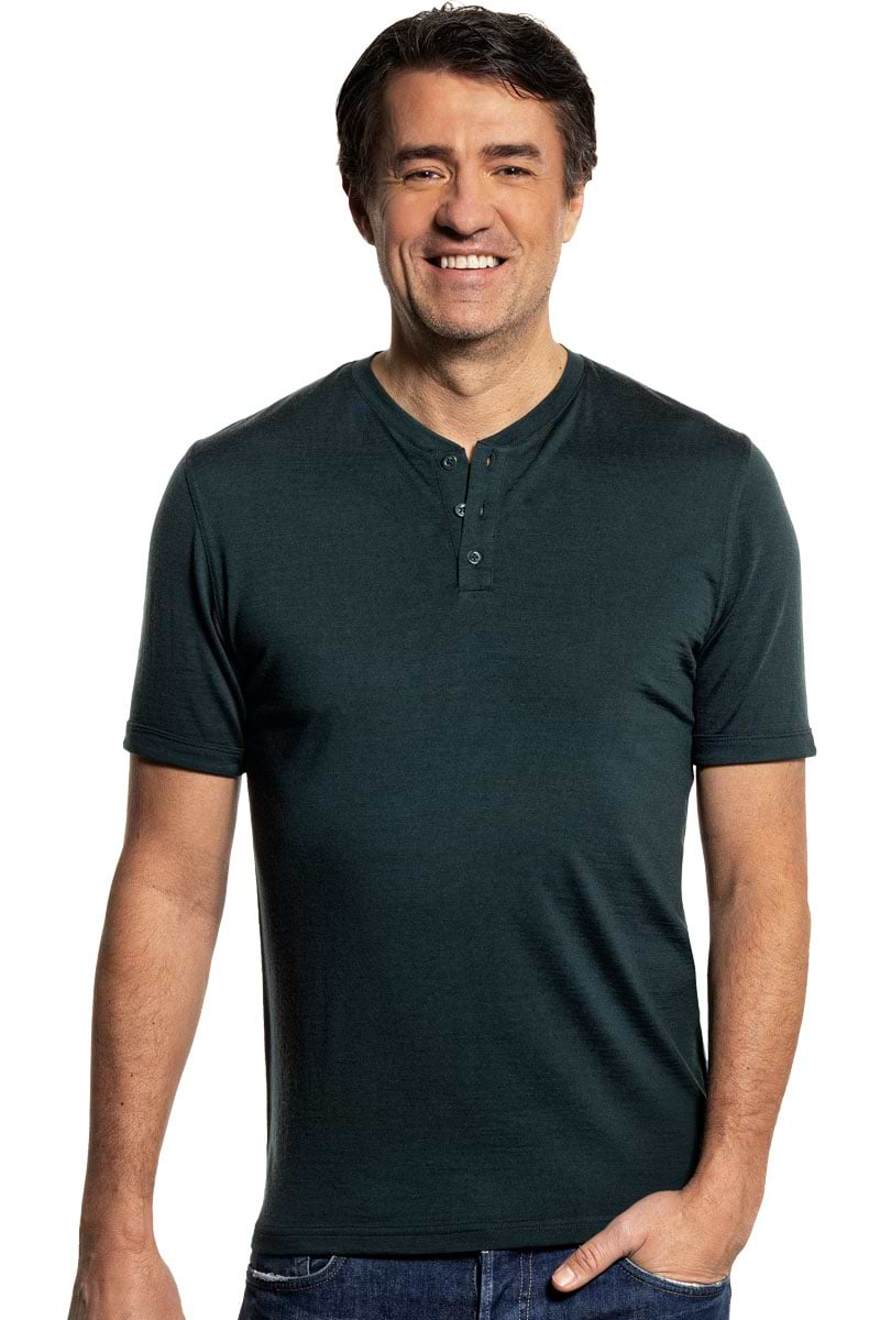 Shirt Henley Short Sleeve Dark Green