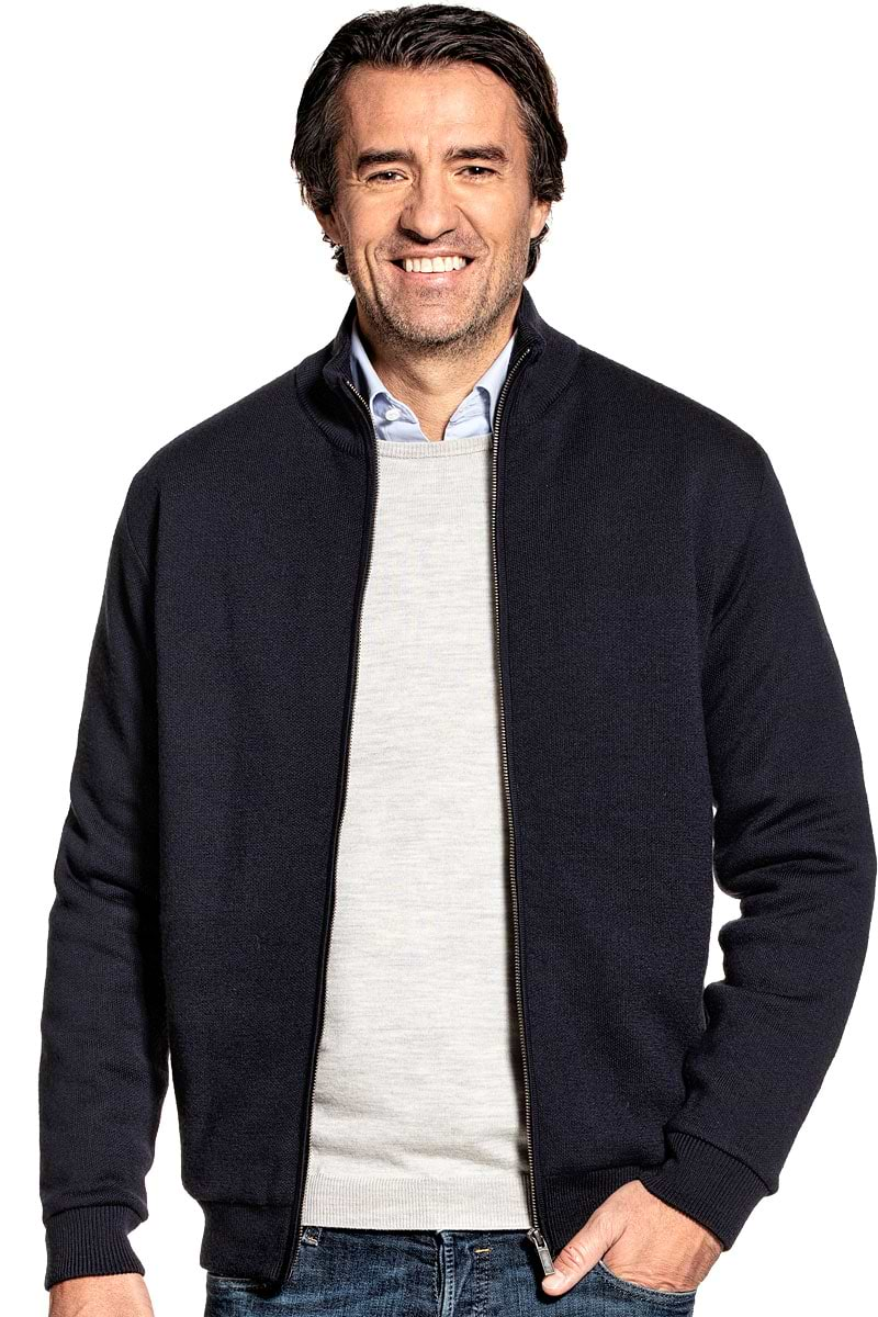 Jacket for men made of Merino wool in Dark blue