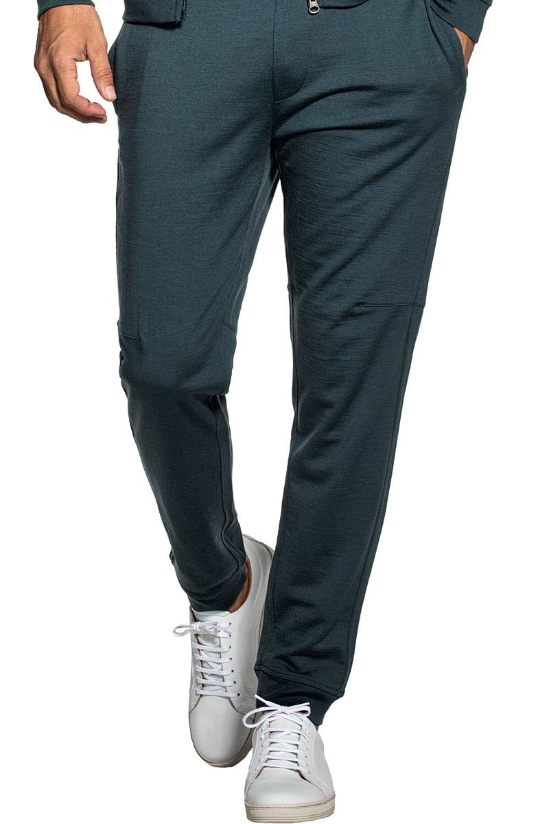 Sweatpants for men made of Merino wool in Blue green