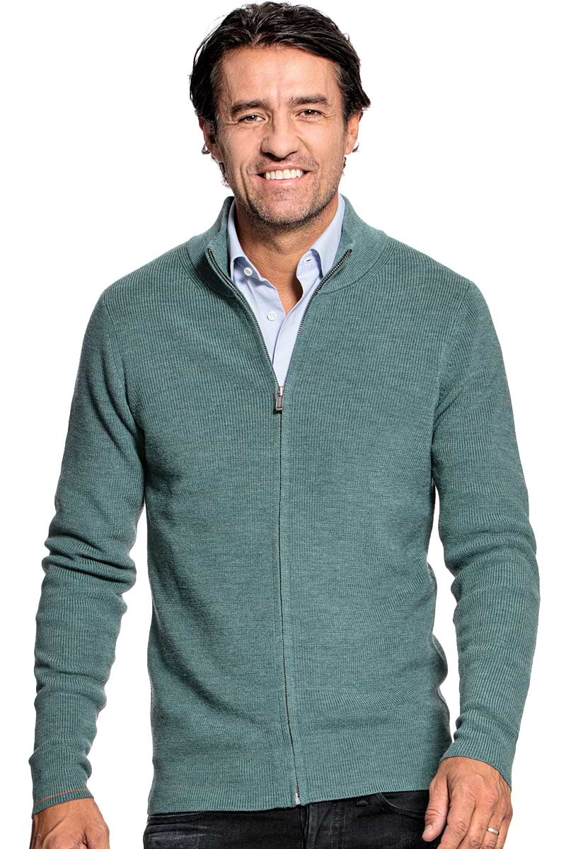 Strickjacke für Herren aus Merinowolle in Hellgrün