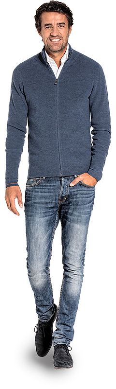 Vest met rits voor mannen gemaakt van merinowol in het Blauwgrijs