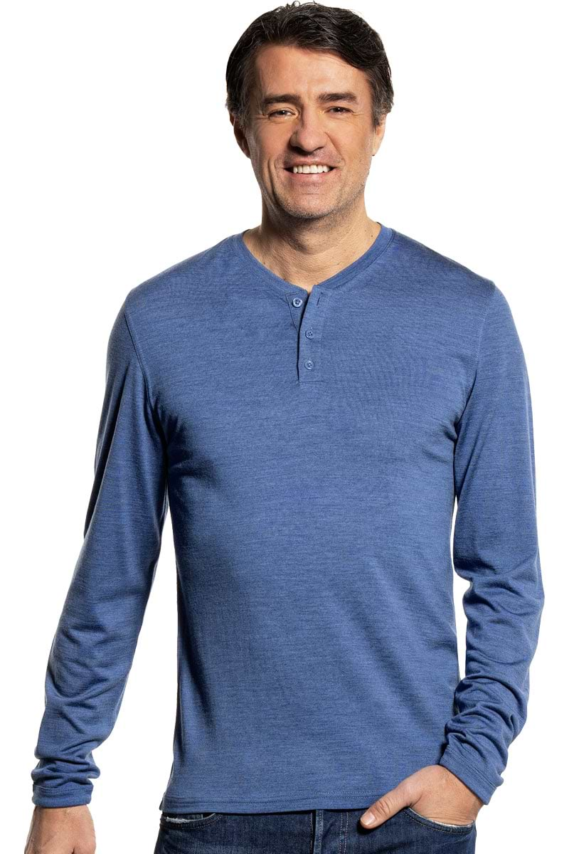 Shirt Henley Long Sleeve Yacht Blue