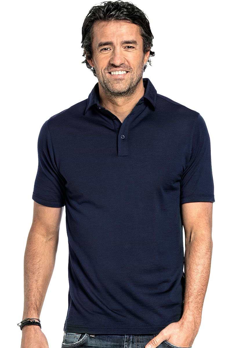 Polo shirt for men made of Merino wool in Dark blue
