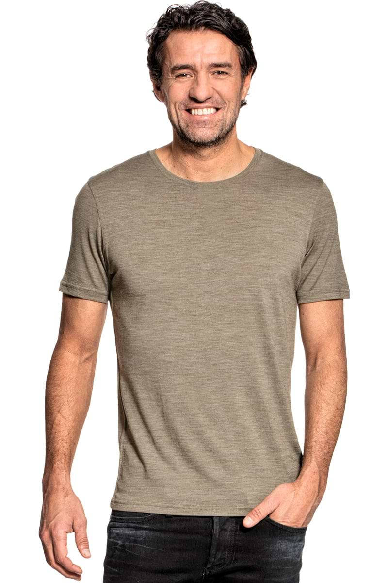 Merino T-Shirt mit Rundhalsausschnitt in Grün