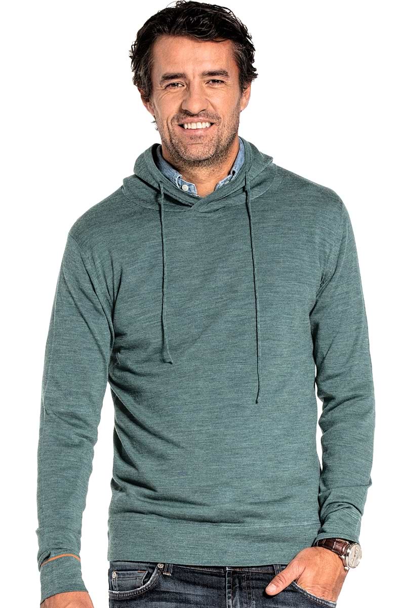 Wollhoodie für Herren aus Merinowolle in Hellgrün