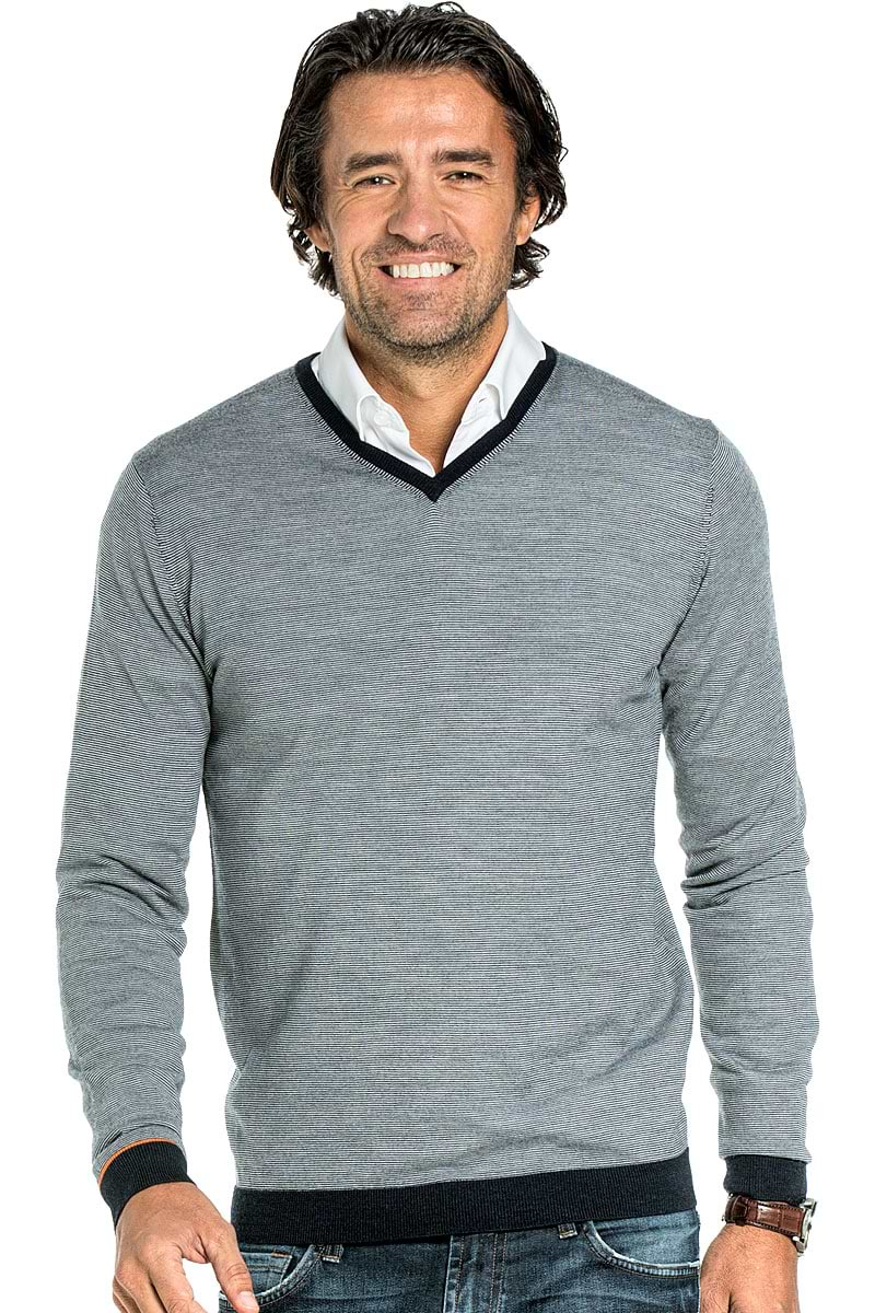 V-Neck sweater for men made of Merino wool in Dark blue