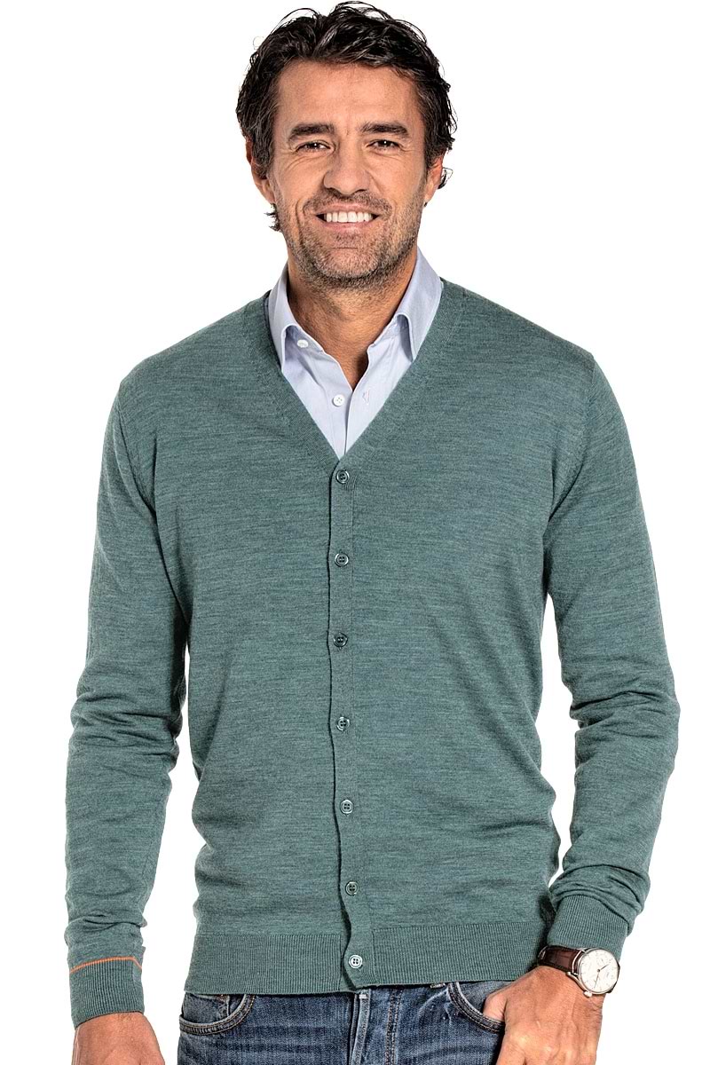 Strickjacke für Herren aus Merinowolle in Hellgrün