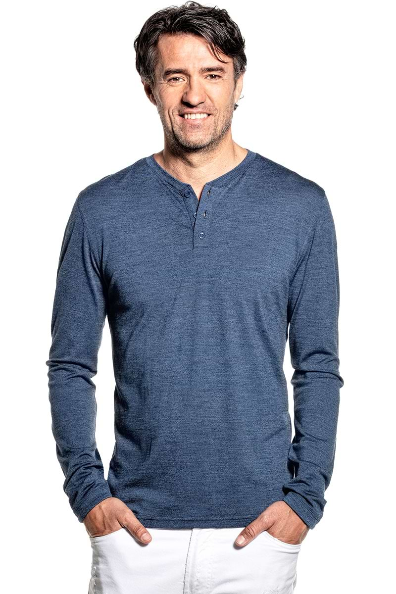 Shirt Henley Long Sleeve Coastal Blue