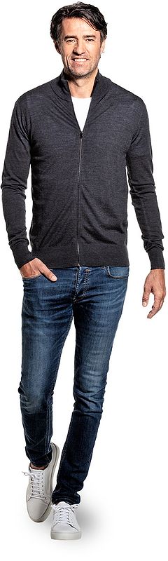 Joe Riva Cardigan Zip Antracite Grey