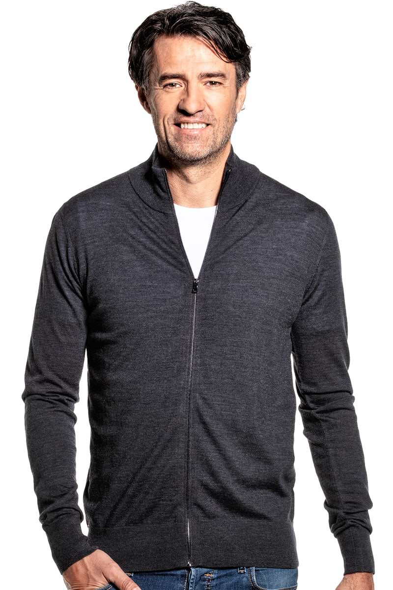 Joe Riva Cardigan Zip Antracite Grey