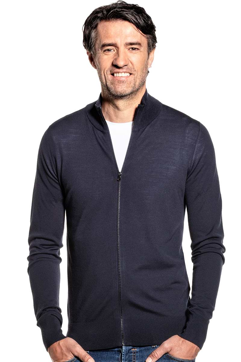 Joe Riva Cardigan Zip Blue Grey