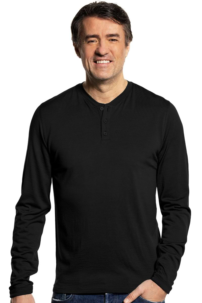 Shirt Henley Long Sleeve Deep Black