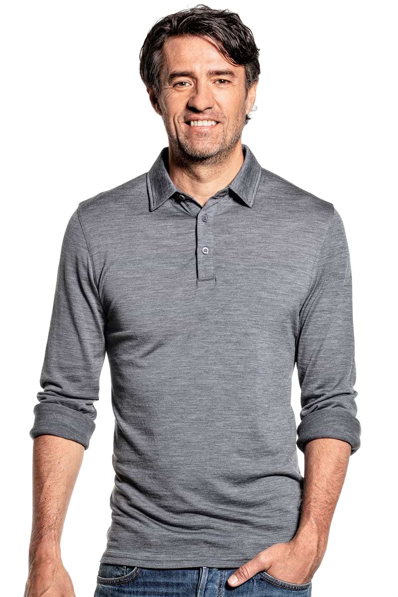 Shirt Polo Long Sleeve Harvard Grey
